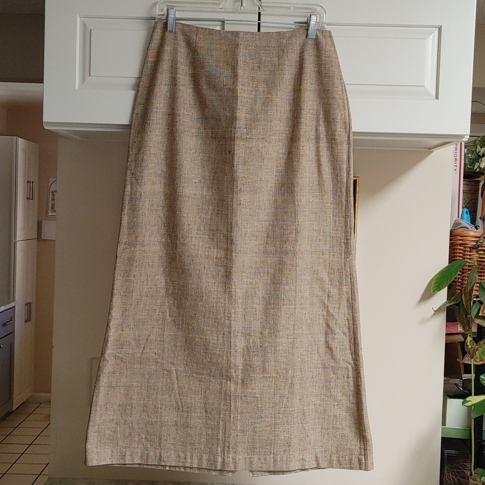 Fabindia Lightweight Long Tan & Black Weave Skirt Size M